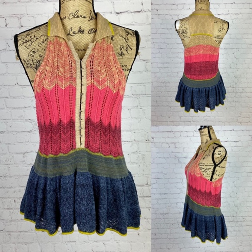 Free People Crochet Racerback Sleeveless Sweater Top